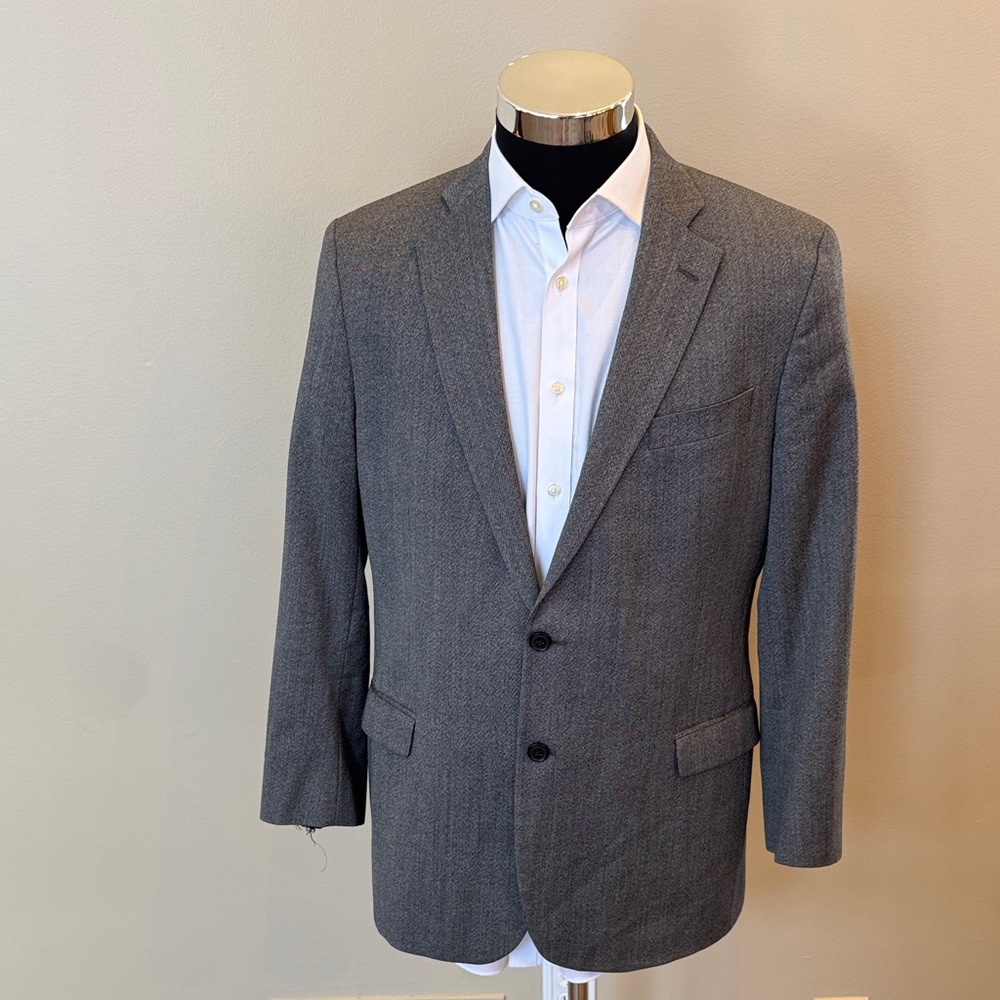 Brooks Brothers mens 43R gray solid Fitzgerald fit 100% wool suit jacket